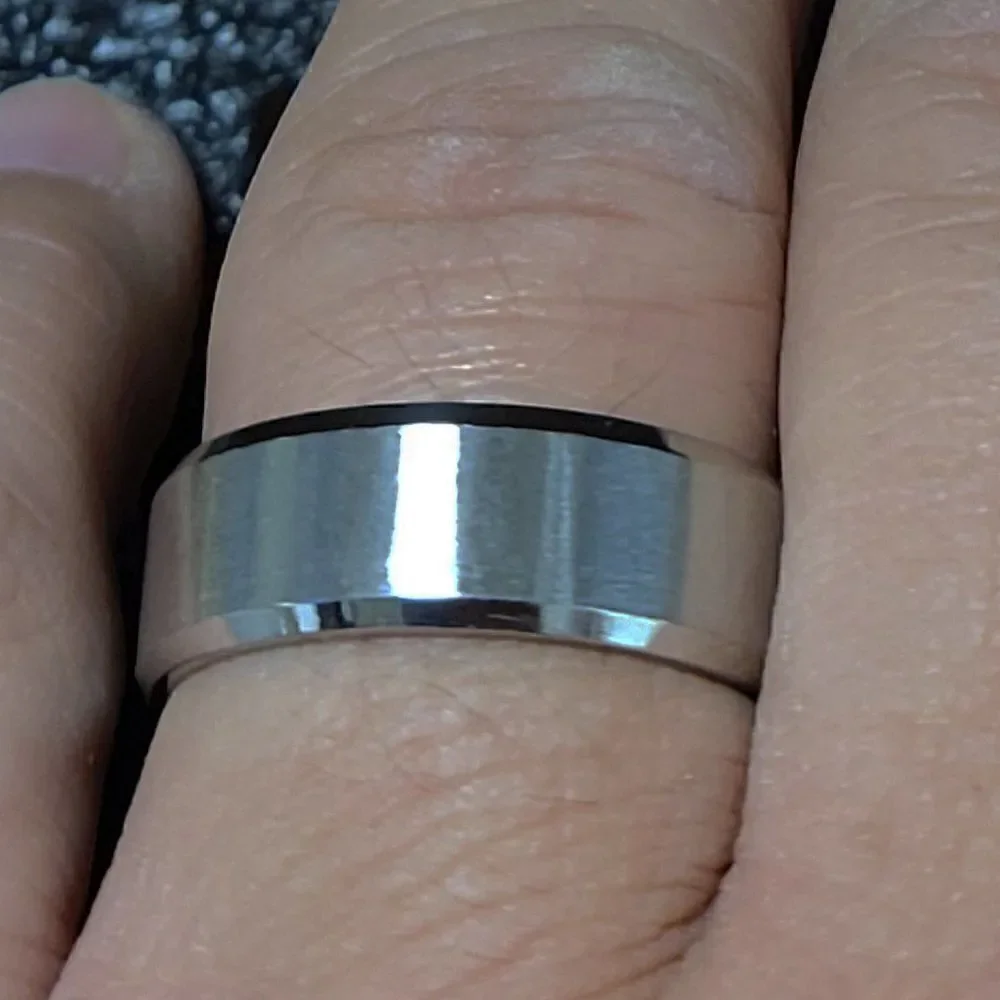 Men's Traditional Silver Promise Ring - Step Edges Guys Pinky Promise Ring - Picture 2 of 10